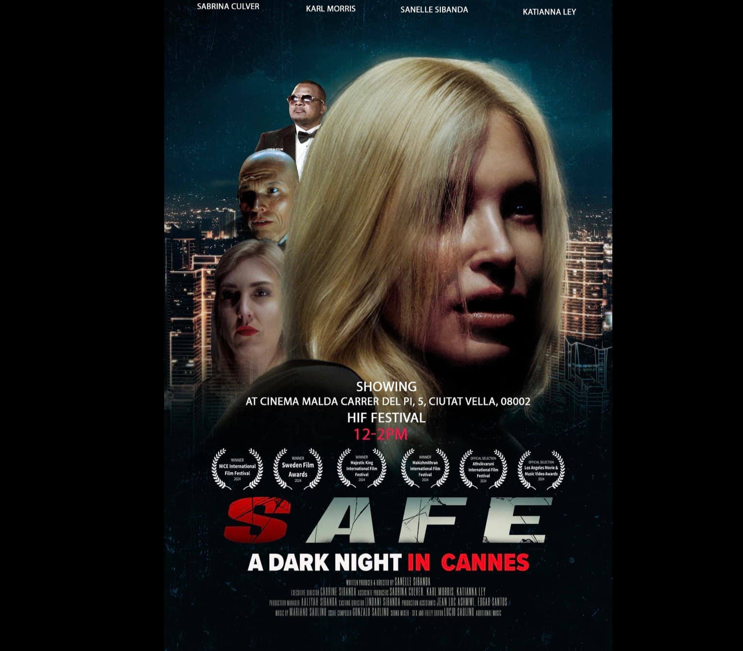 Poster for Safe a dark night in Cannes